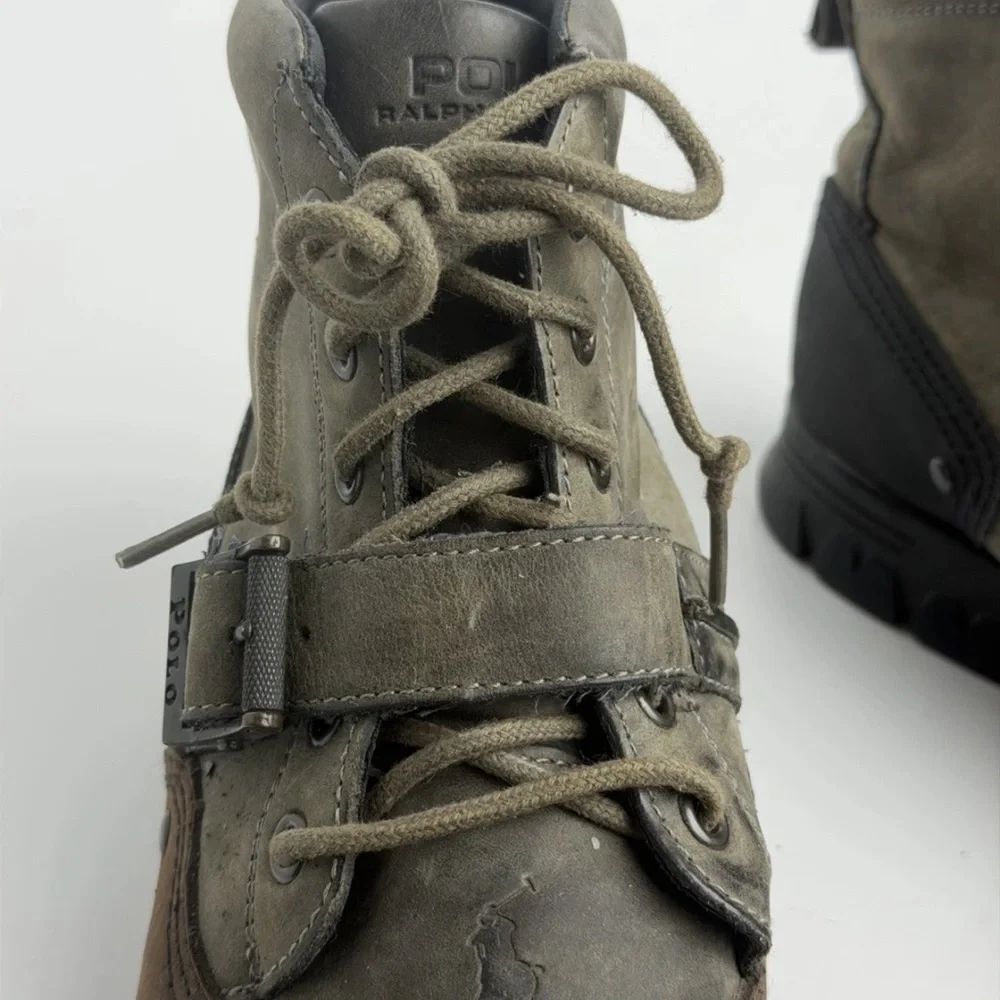 Polo by Ralph Lauren Brown and Olive Leather Men's Lace-Up Boot